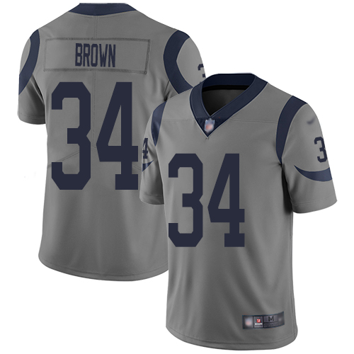 Los Angeles Rams Limited Gray Men Malcolm Brown Jersey NFL Football #34 Inverted Legend->los angeles rams->NFL Jersey